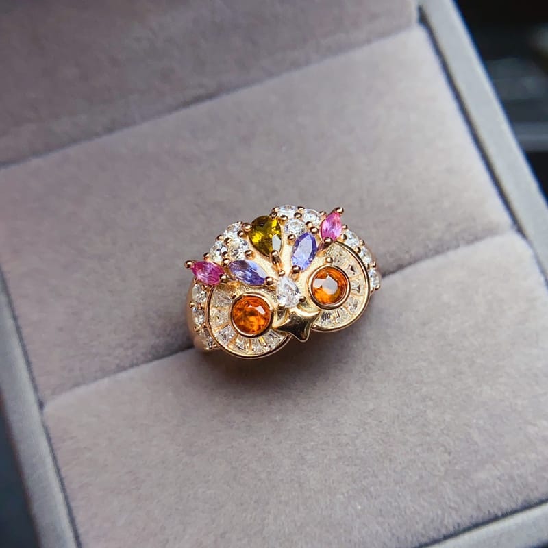 Natural Fanta garnet ring S925 silver inlaid main stone 3*3 