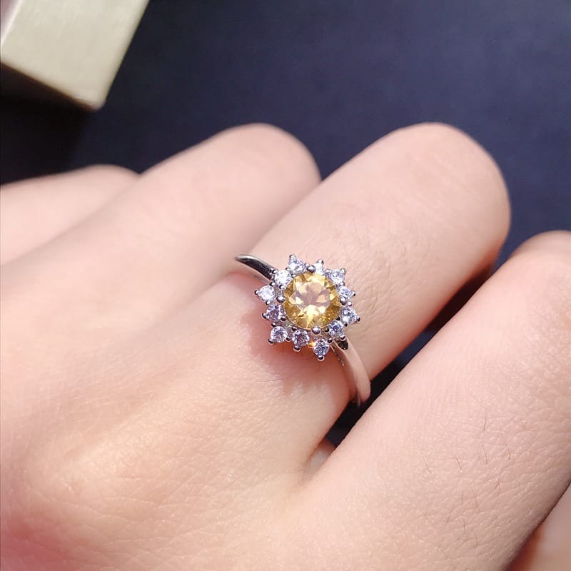 925 silver inlaid natural citrine ring live overlap live manufacturers do goods a generation of hair