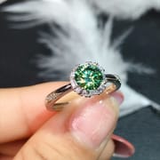 Green Mosang Diamond GRA Certificate Black Card Waist Code 925 Silver Plated Platinum New Women's Ring