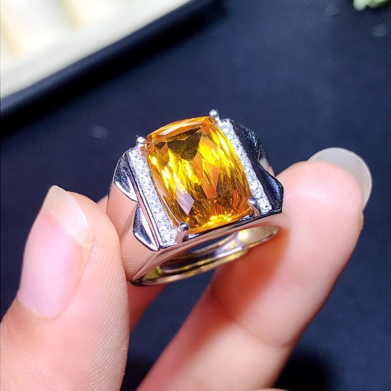 Topaz men's ring 925 silver inlaid Topaz ring live overlap live a generation of hair