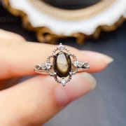 工厂批发爆款天然星光蓝宝石戒指S925银镶嵌主石6*8热销欧美一件