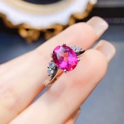 Factory wholesale explosions natural powder Topaz ring S925 silver inlaid main stone 7*9 selling Europe and the United States a piece