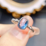 Factory wholesale explosions natural Topaz ring S925 silver inlaid main stone 5*7 selling Europe and the United States a generation of hair
