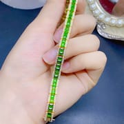 Green Light Luxury Natural Diopside Bracelet Wholesale 925 Silver Ladies Bracelet 3*3 Luxury Light Luxury Premium
