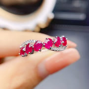 Factory wholesale explosions natural ruby ring S925 silver inlaid with the main stone 6*8 selling Europe and the United States a generation of hair