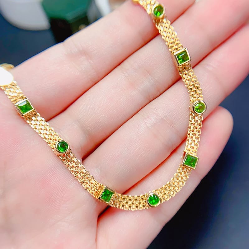 Luxury small fresh natural diopside bracelet 925 silver ladies Bracelet 3*3m