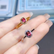 Factory wholesale explosions natural tourmaline ring S925 silver inlaid main stone 4*5 selling Europe and the United States a generation of hair