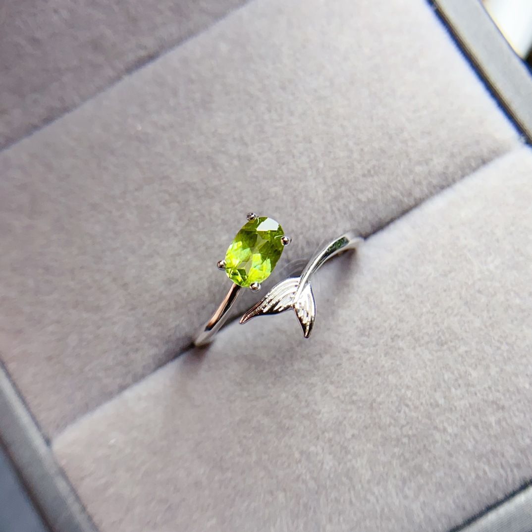 Factory wholesale explosions natural color treasure ring S925 silver inlaid main stone 4*6 selling Europe and the United States a generation of hair