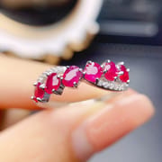 Factory wholesale explosions natural ruby ring S925 silver inlaid with the main stone 6*8 selling Europe and the United States a generation of hair
