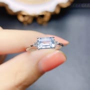 Factory wholesale explosions natural aquamarine ring S925 silver inlaid main stone 5*7 selling Europe and the United States a generation of hair