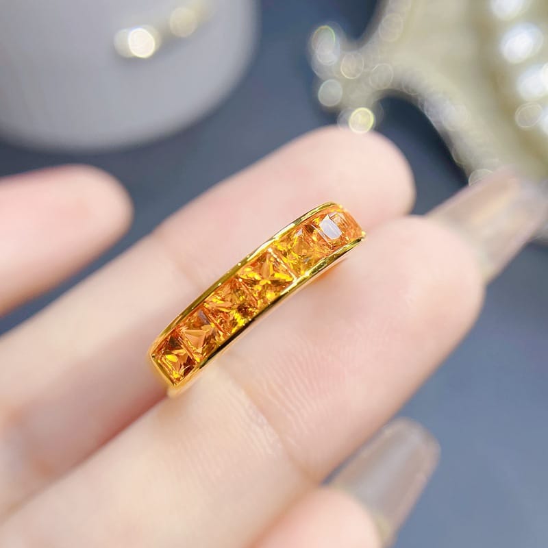 Simple 925 silver inlaid natural citrine ring ladies live ring tremolo supplied for testing