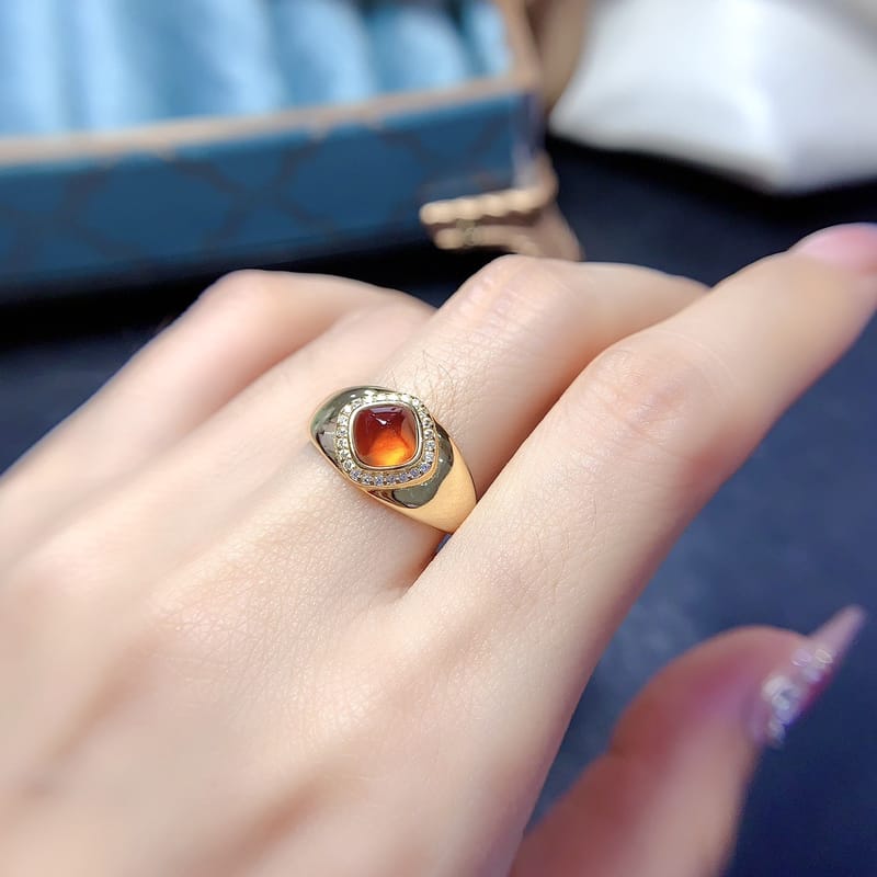 Natural Fanta garnet ring S925 silver with main stone 6*6mm