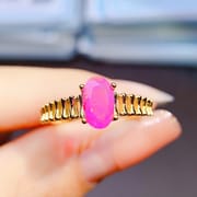 Factory wholesale explosions natural powder Opal ring S925 silver inlaid main stone 5*8 hot Europe and the United States a generation of hair