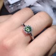 Green Mosang Diamond GRA Certificate Black Card Waist Code 925 Silver Plated Platinum New Women's Ring