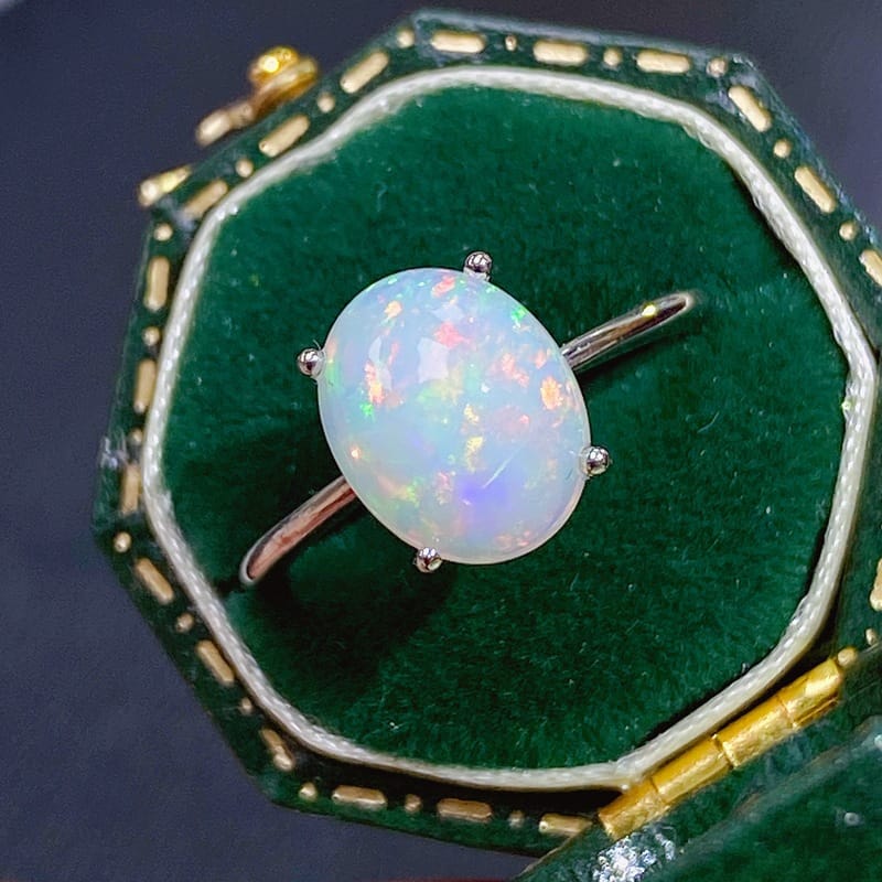 Natural colorful opal ring Fire color flash 925 silver jewelry ladies ring color treasure wholesale first-hand supply