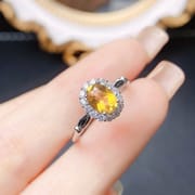 Factory wholesale explosions natural citrine ring S925 silver inlaid main stone 5*7 selling Europe and the United States a generation of hair