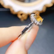 Factory wholesale explosions natural citrine ring S925 silver inlaid main stone 5*7 selling Europe and the United States a generation of hair