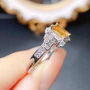 Factory wholesale explosion natural citrine ring S925 silver inlaid main stone 4*6 hot European and American a generation