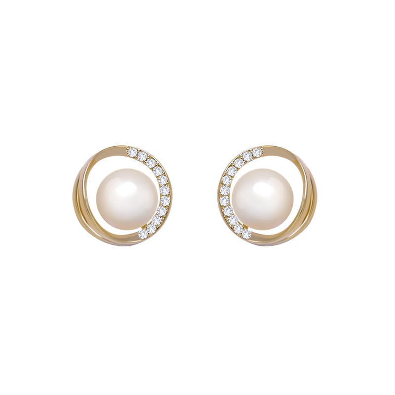 Simple round pearl stud earrings