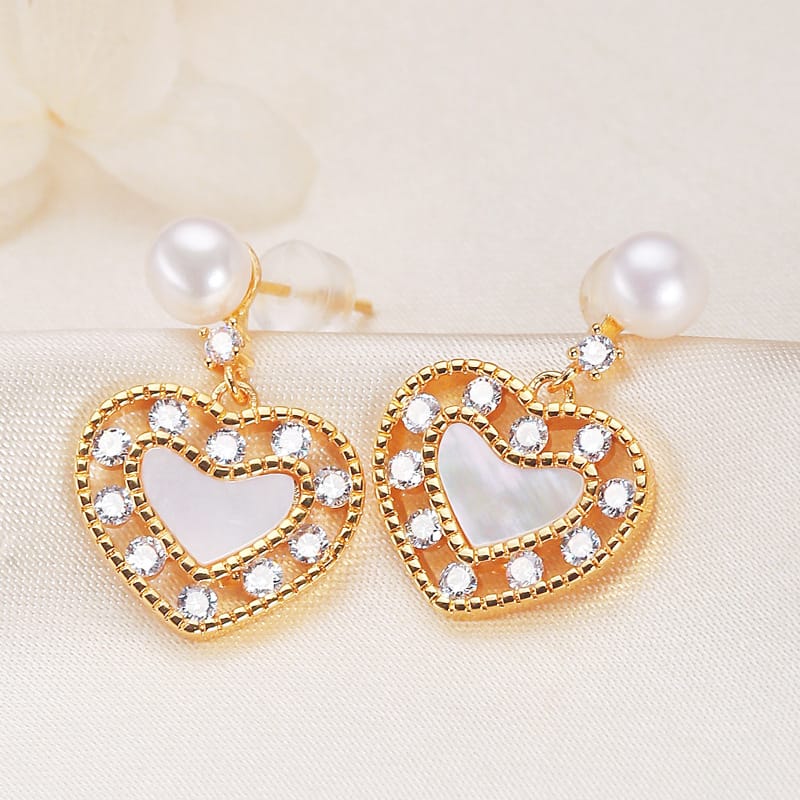 Zircon love earrings