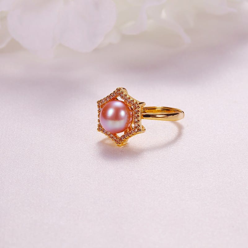 E 8.5-9mm pink purple pearl ring