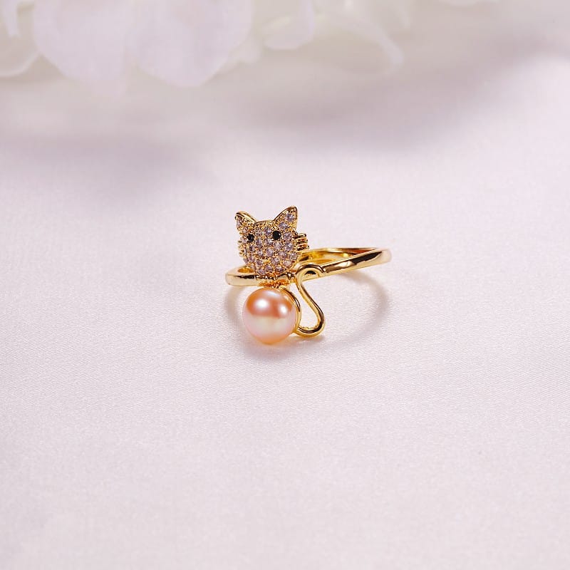 G 6.5-7mm pink pearl ring