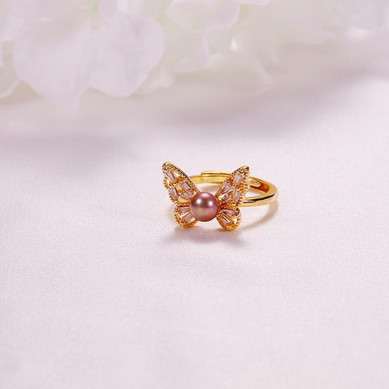 I 5.5-6mm pink purple pearl ring