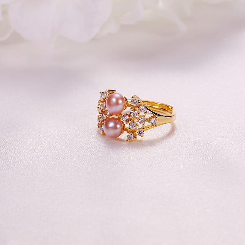 J 5.5-6mm pink purple pearl ring