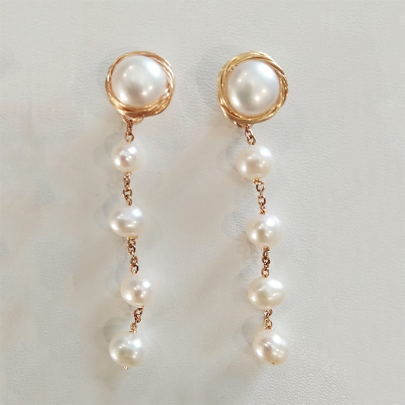 Gypsophila pearl earrings (silk style)