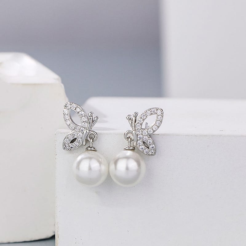 Butterfly wings White Gold + white beads