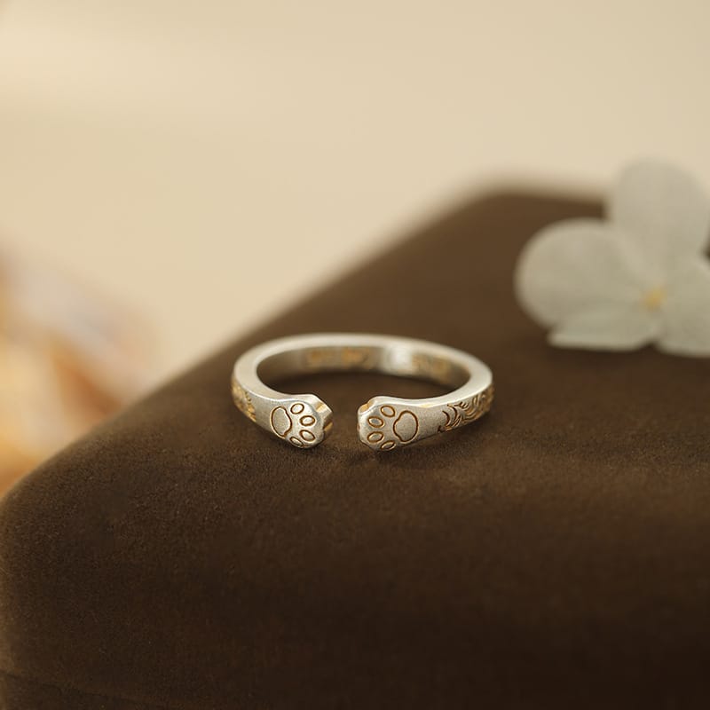 Cat claw ring--silver yellow