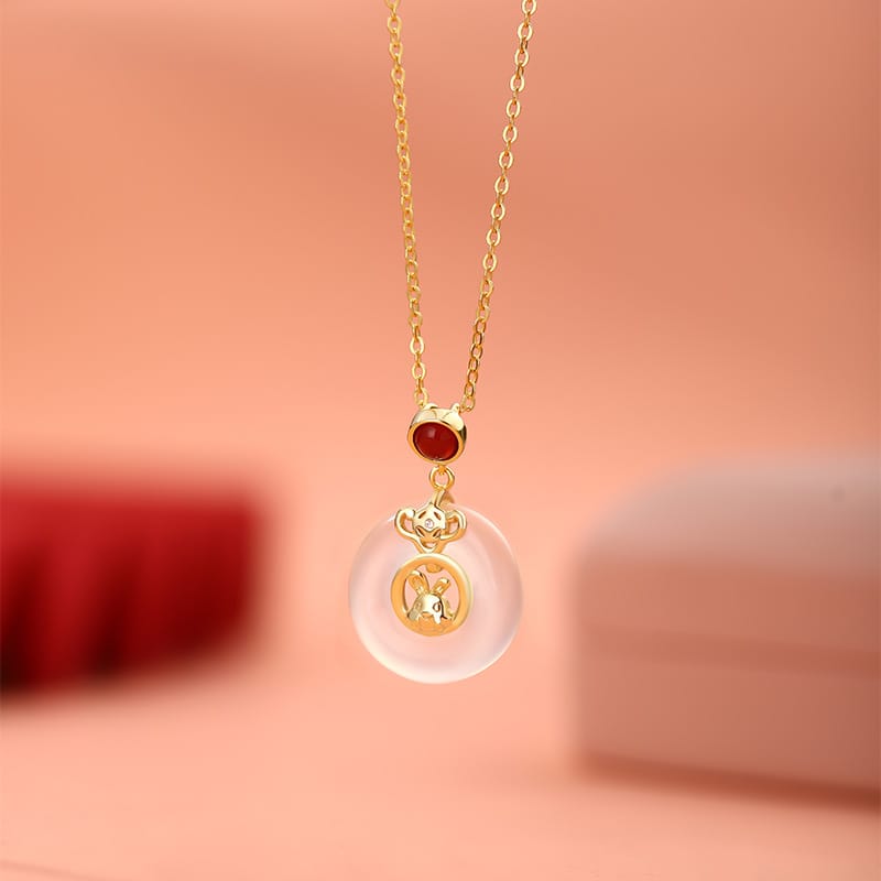 Twelve zodiac rabbit necklace--gold