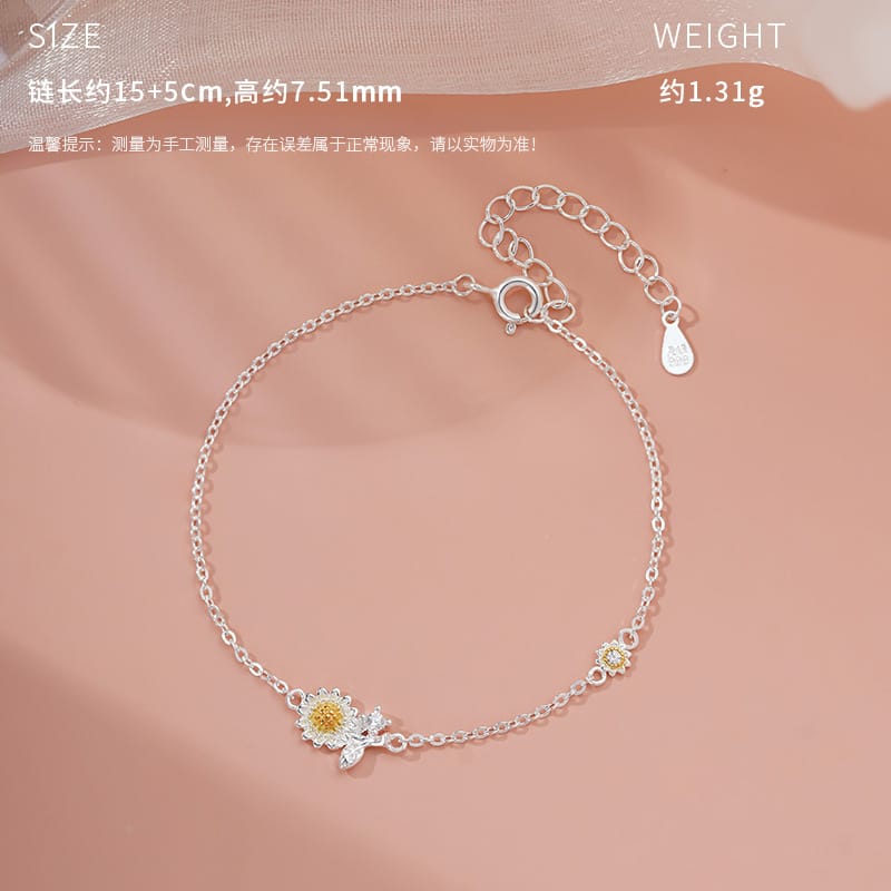 Sunflower bracelet--silver parted yellow