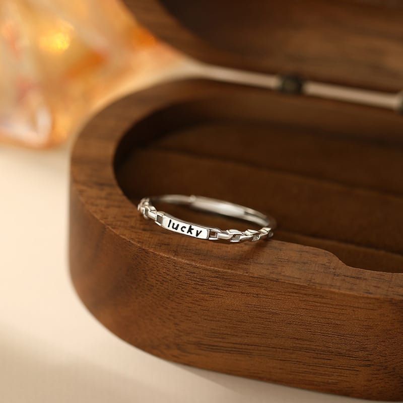 Lucky letter ring---white gold