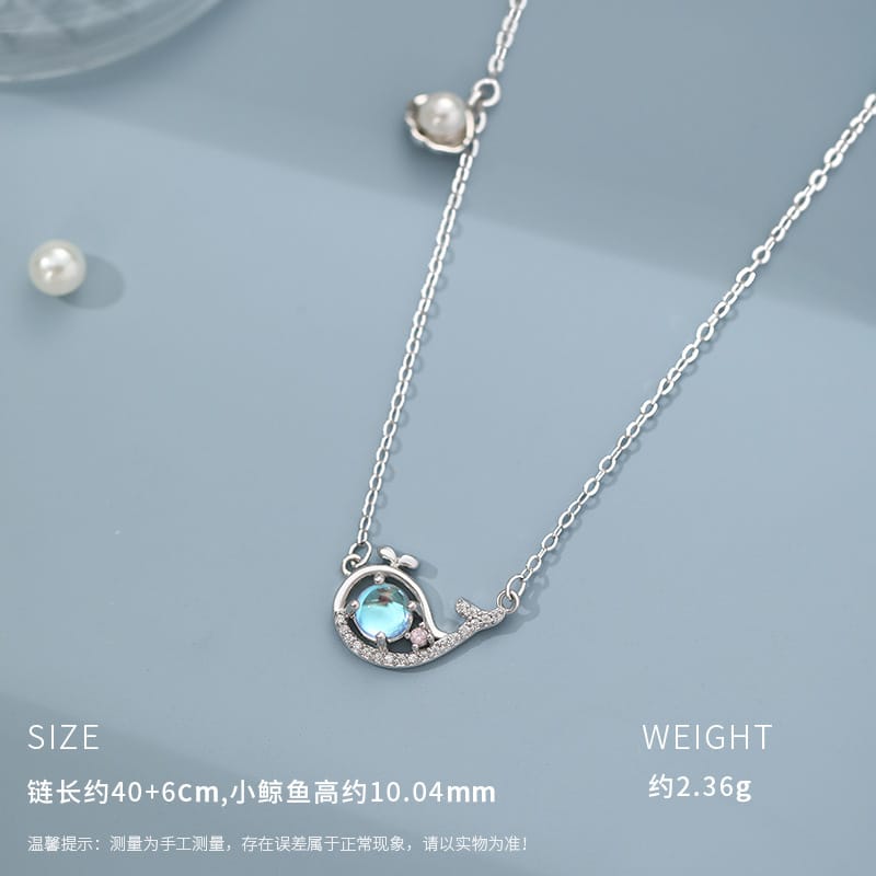 Whale necklace--white gold