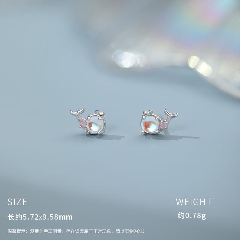 Whale earrings--white gold
