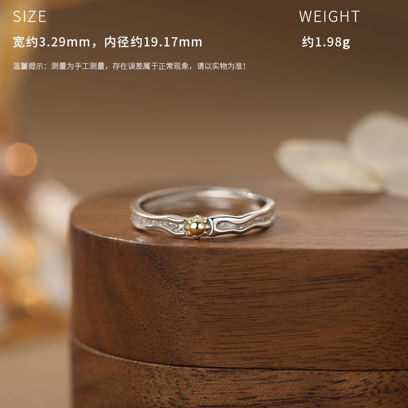 Sun and moon double glory men's ring--white and ye