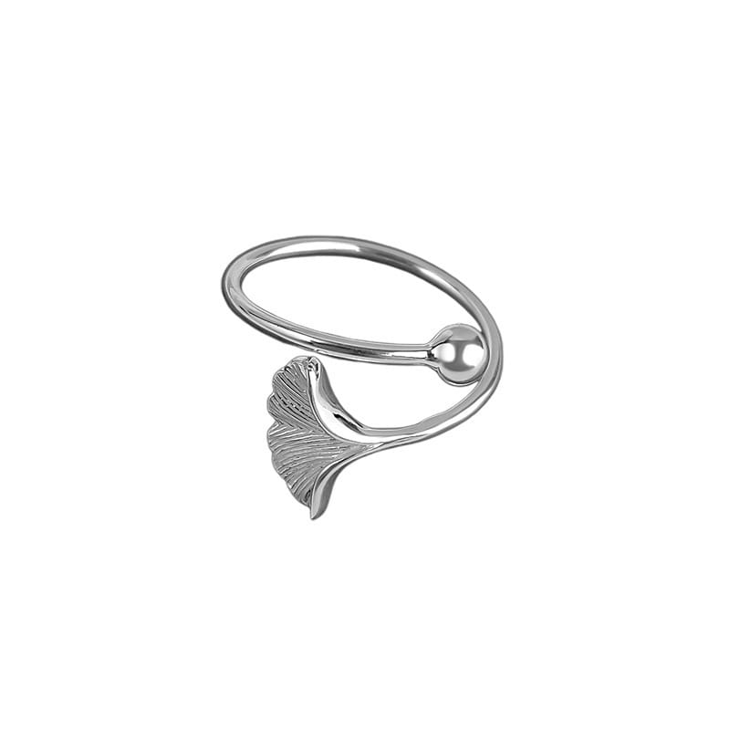 Ginkgo ring--silver
