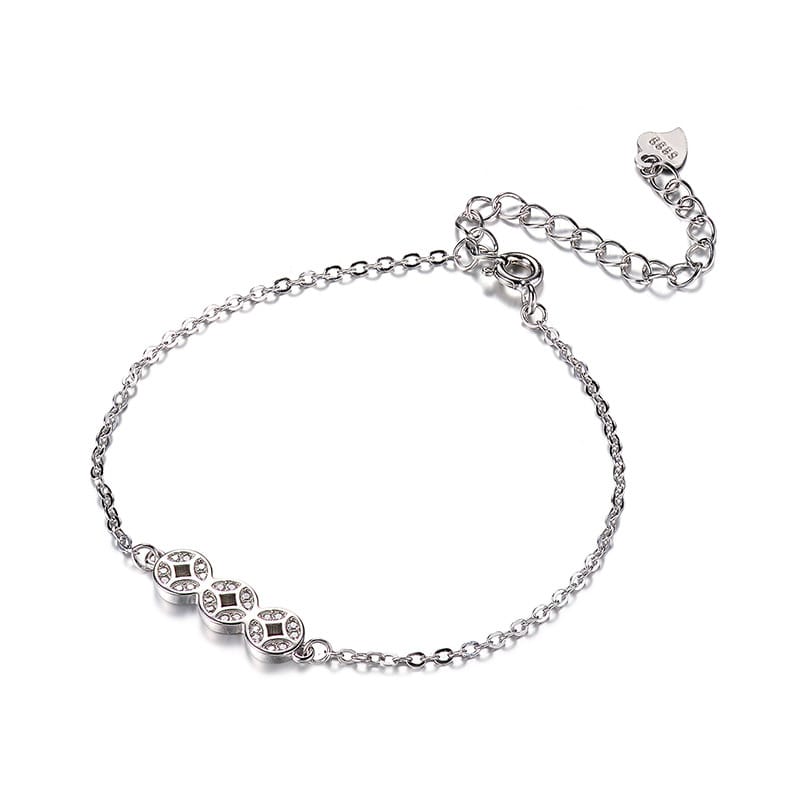 Copper coin bracelet-white gold