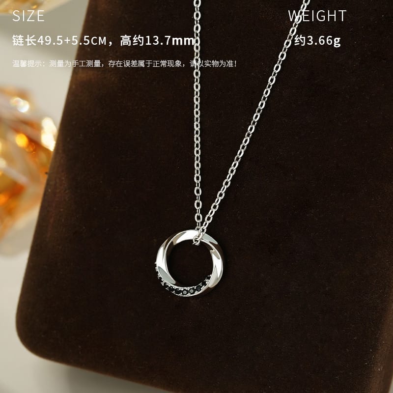 Mobius ring necklace for men--white gold