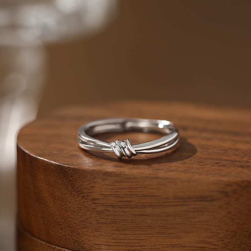Men's concentric knot ring - white gold