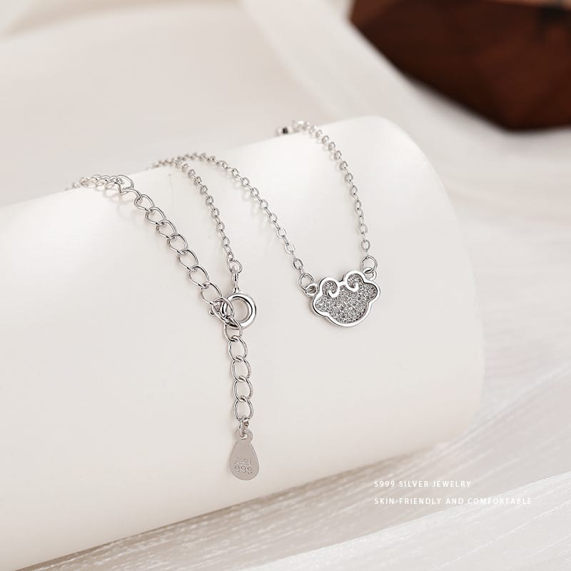 Ruyi lock necklace-White Gold