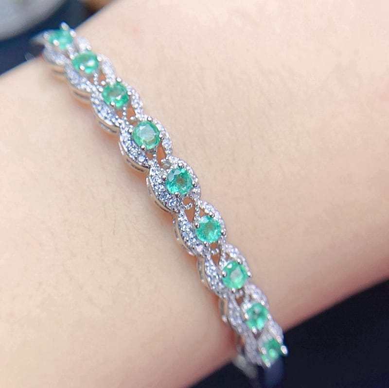 925 silver emerald white gold bracelet
