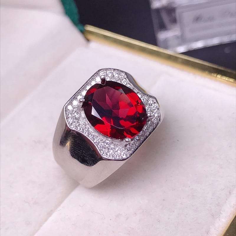925 silver Garnet White Gold