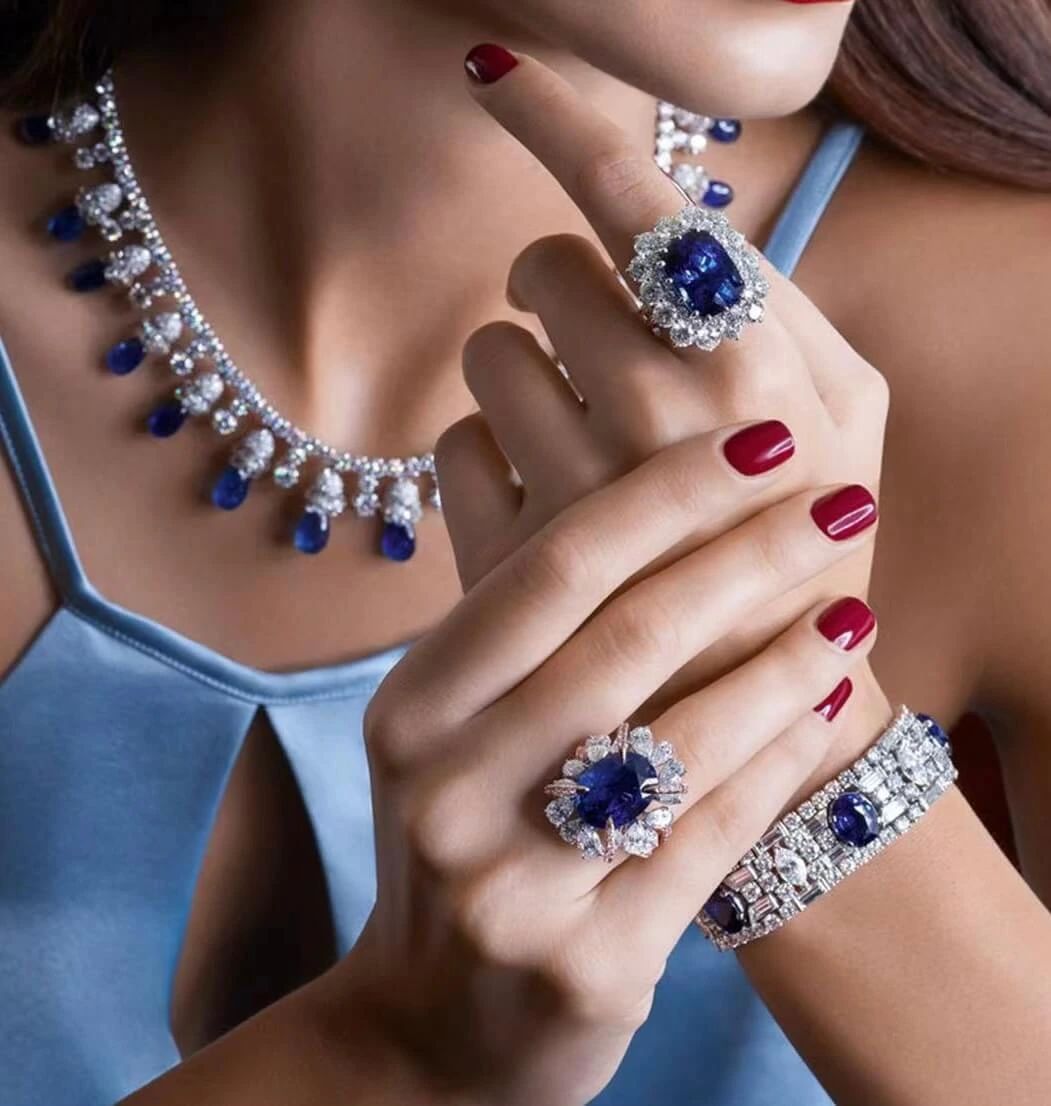 luxury sapphire ring necklace bracelet