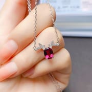 Factory Wholesale Popular Natural Garnet Necklace S925 Silver Inlaid Main Stone 6*8 Hot Selling European and American Dropshipping