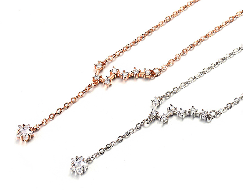  S999 Sterling Silver Big Dipper Necklace Niche Design Tassel Exquisite Clavicle Chain 