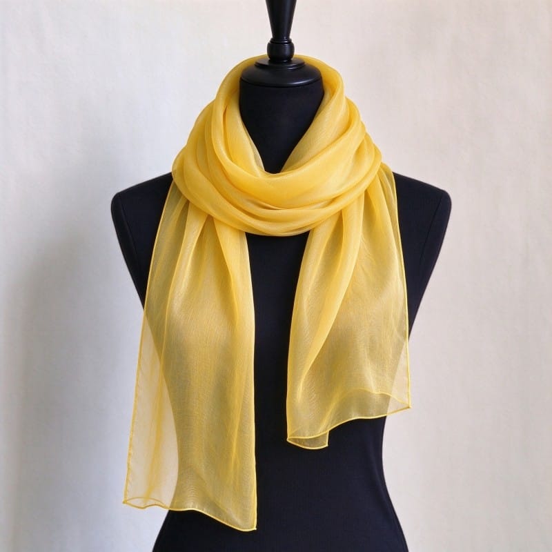 Yellow 100% Silk Long Scarf 180×65cm | Mitchell Quins London