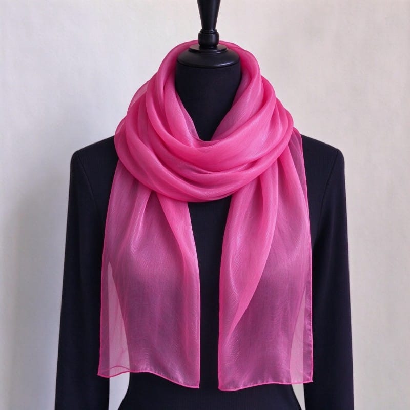 Rose Pink 100% Silk Long Scarf 180×65cm | Mitchell Quins London