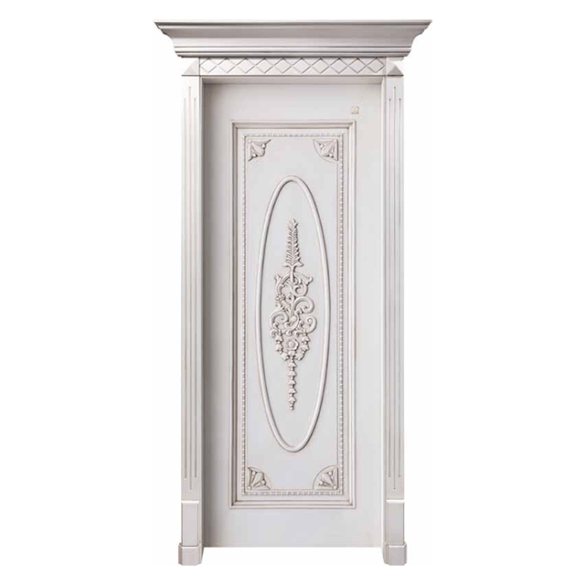 European Modern Fancy Carved Pattern Solid Wood Door Design Luxury Villa Interior Bedroom Carved White Wood Door